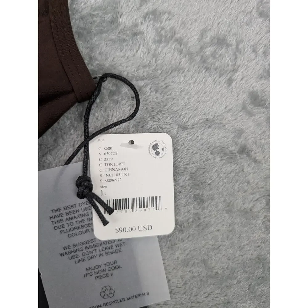 It's Now Cool The Contour Zip Crop Brown Tortoise Size L NWT